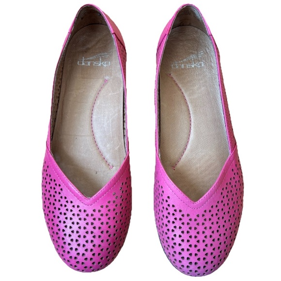 Dansko Neely Perforated Pink Leather Ballet Flats Women’s Size 37 6.5-7 Comfort - Picture 2 of 5